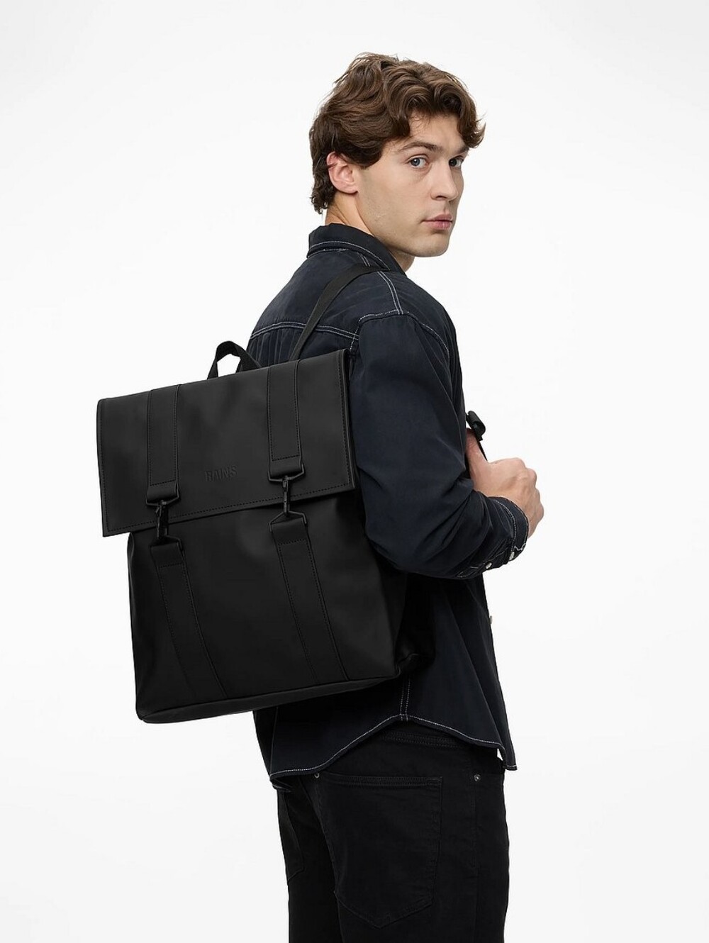 NWOT- RAINS Black MSN Bag Waterproof Minimalist Laptop ( 21L) Business backpacks